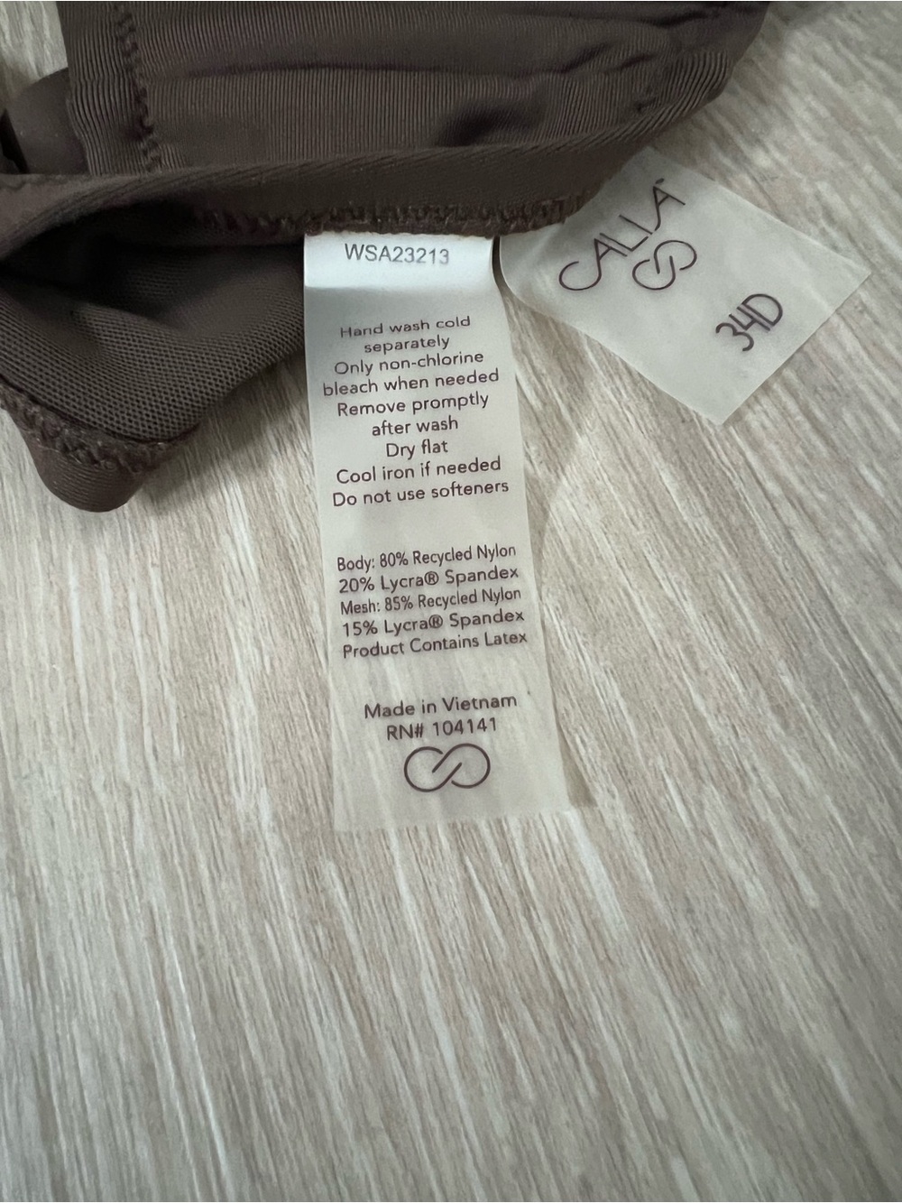 CALIA Swim Bikini 2 Piece Rich Brown 34D Underwire Top & High-Waist Bottom Lg - Picture 5 of 7
